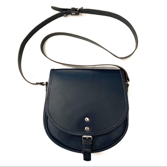 Swedish Hasbeens Handbags - Swedish Hasbeens leather saddle blue crossbody bag